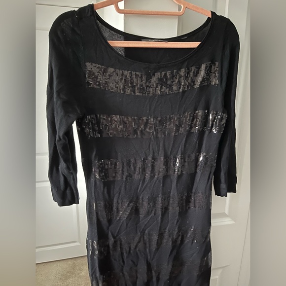Esprit | Striped Sequined Black Dress | Size Small - Picture 5 of 7